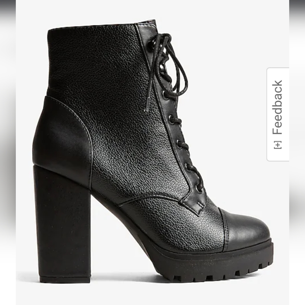 NWT Express High Block Heel Lug Booties Sz 8
